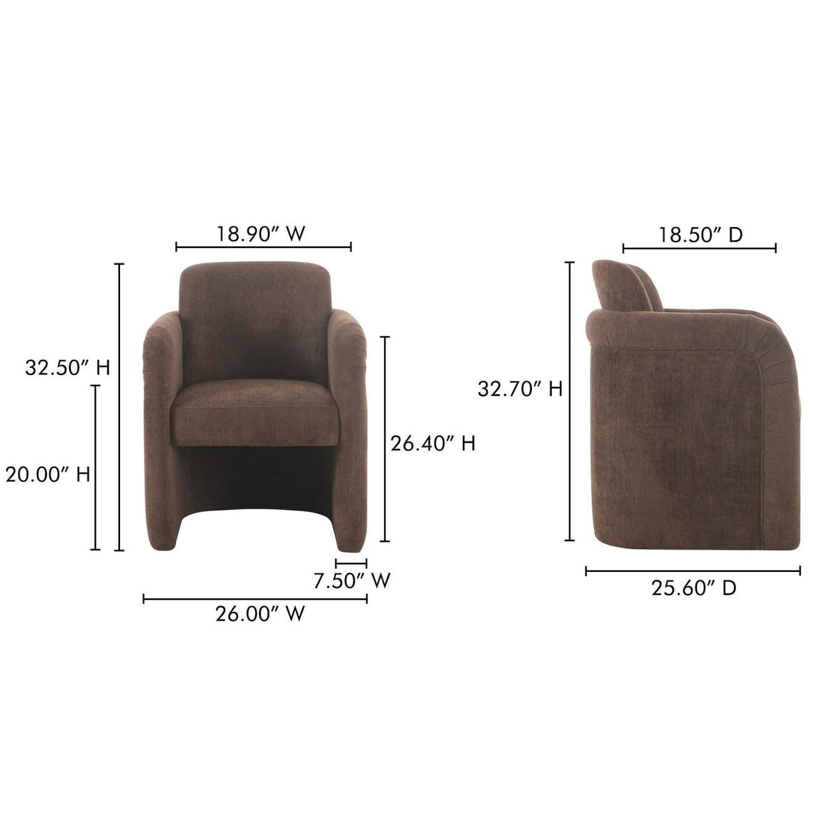 OA-1035-20 Mesto Rolling Dining Chair Dark Brown