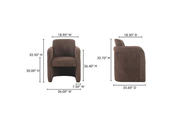 OA-1035-20 Mesto Rolling Dining Chair Dark Brown