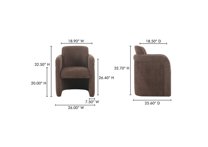 OA-1035-20 Mesto Rolling Dining Chair Dark Brown