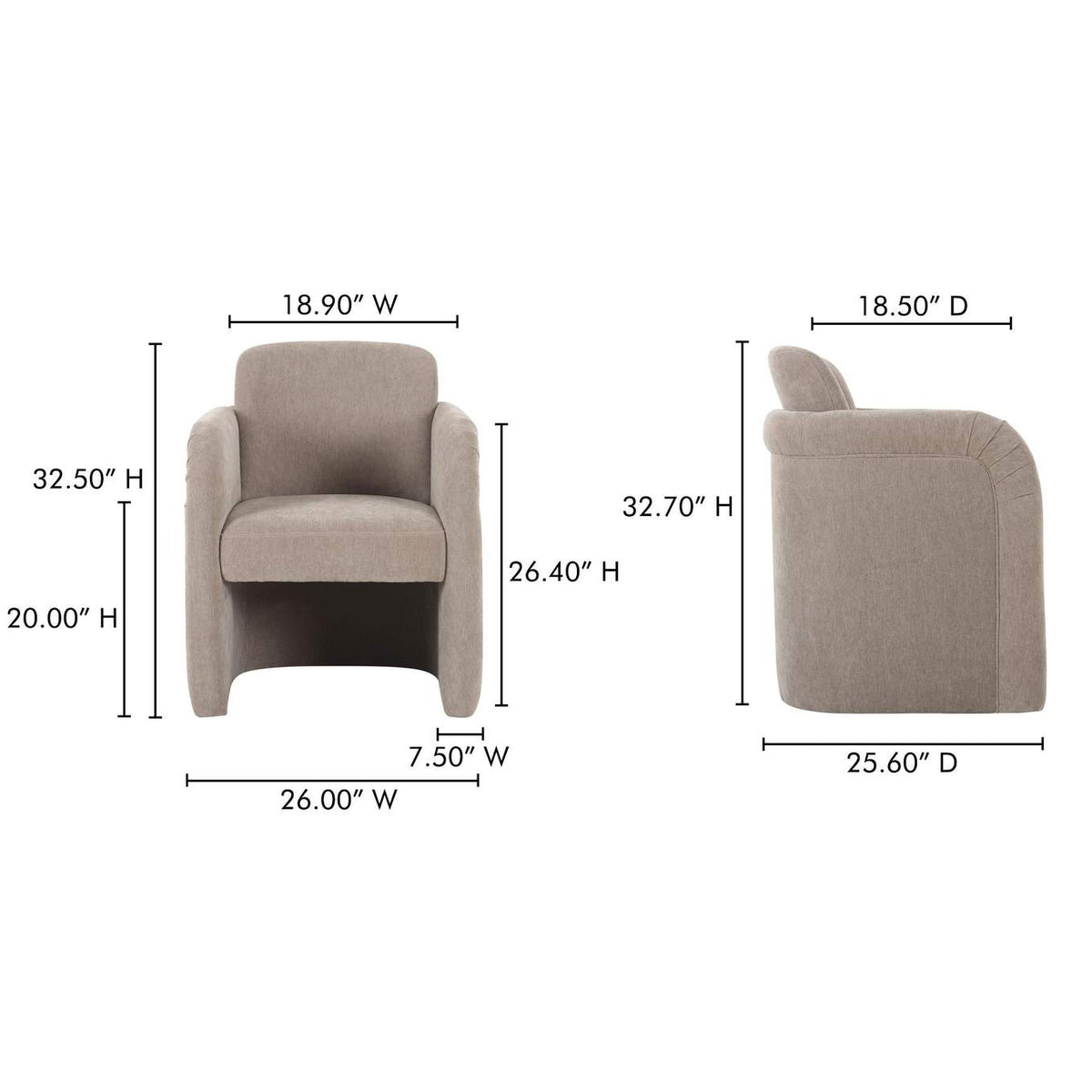 OA-1035-39 Mesto Rolling Dining Chair Taupe