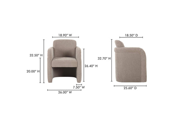 OA-1035-39 Mesto Rolling Dining Chair Taupe