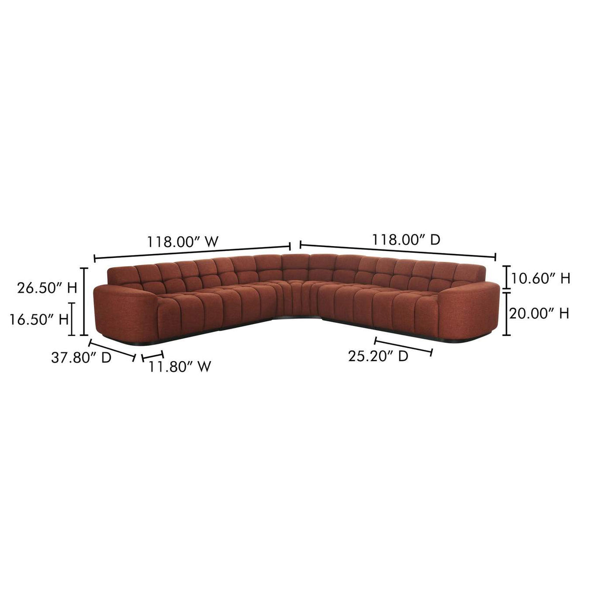OA-1042-12-0 Roman L - Shaped Sectional Rust