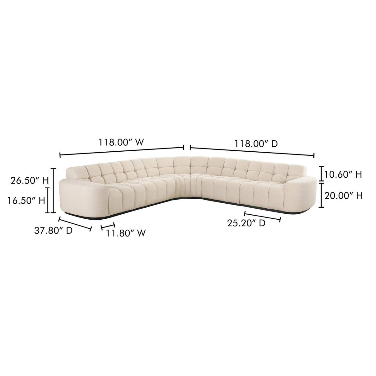 OA-1042-34-0 Roman L - Shaped Sectional Oat