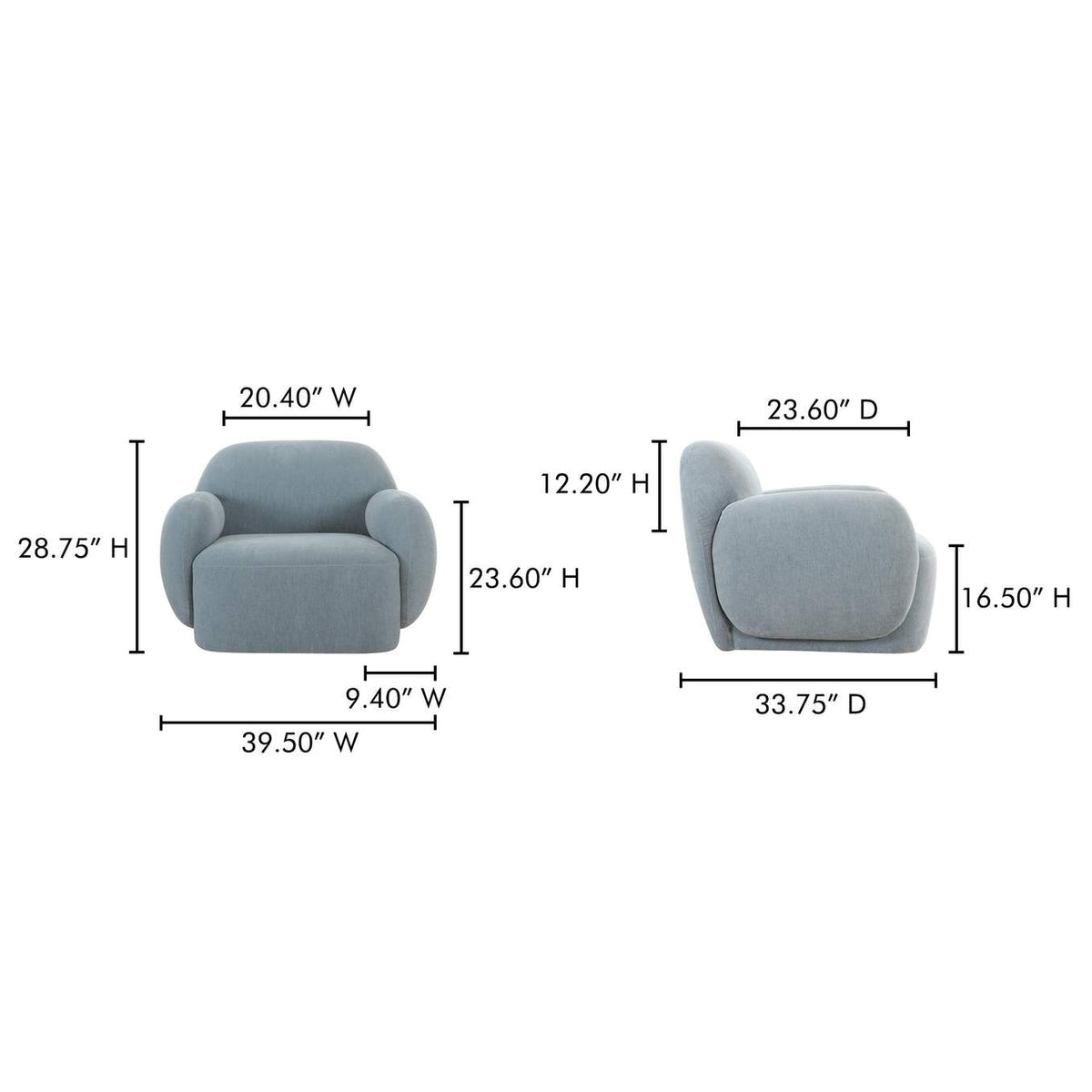 OA-1043-45 Hazel Lounge Chair Light Blue