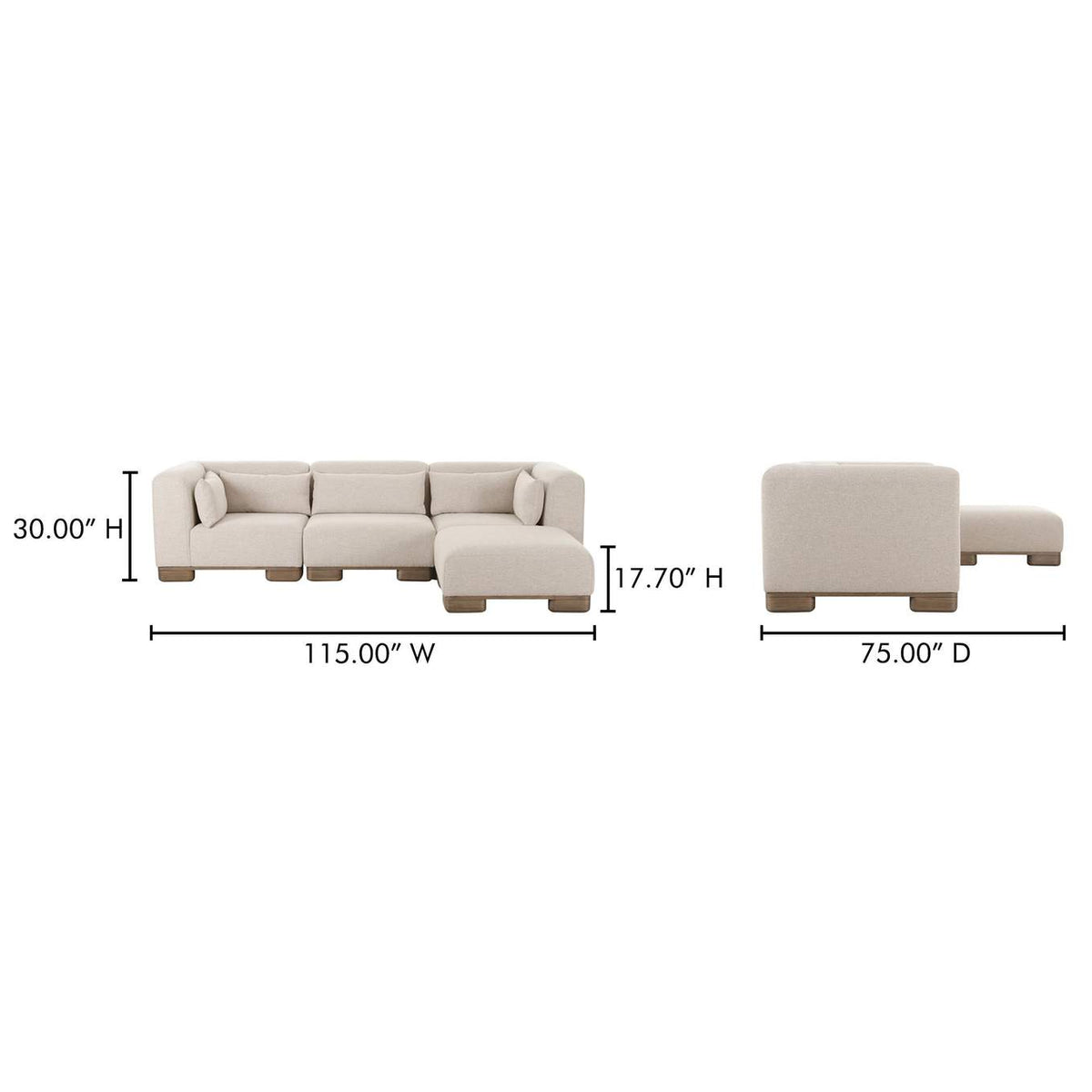 OA-1046-34 June Lounge Modular Sectional Oatmeal