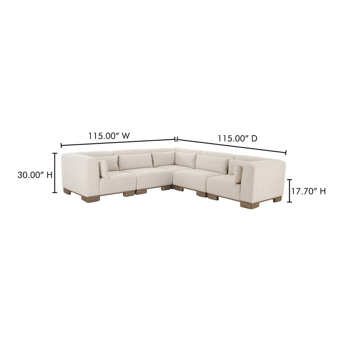 OA-1048-34 June Classic L - Shaped Modular Sectional Oatmeal