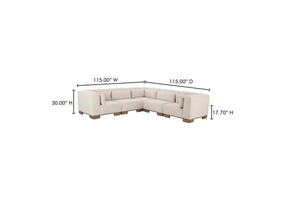OA-1048-34 June Classic L - Shaped Modular Sectional Oatmeal