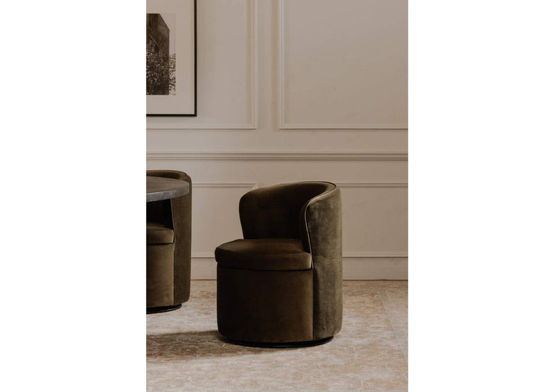 OA-1074-16 Dane Swivel Dining Chair Faux Green Mohair