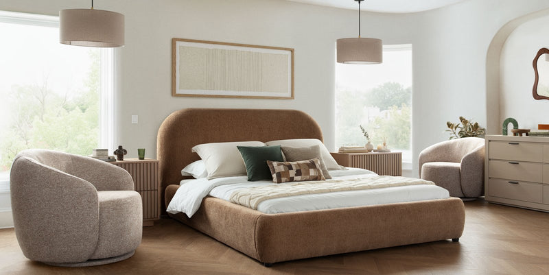 Ocean Bed with Mattress Platform in Dune Medal Bronze Performance Fabric