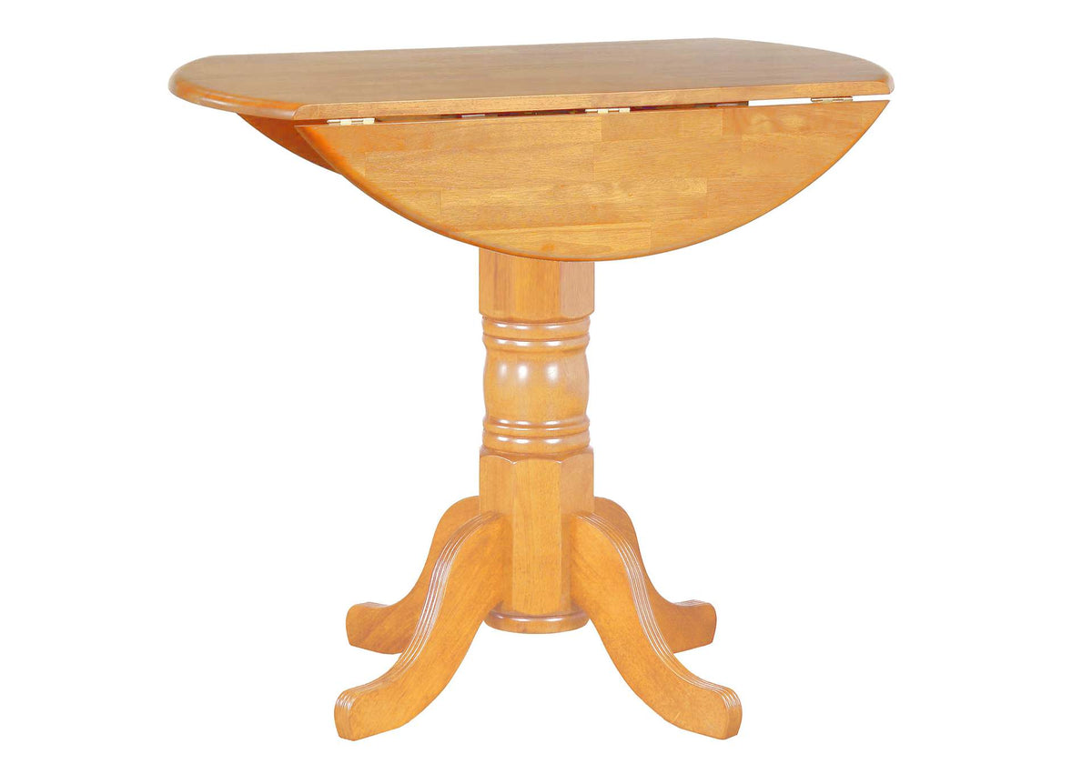 DLU-TPD4242CB-LO Sunset Trading Round Drop Leaf Pub Table | Light Oak Finish