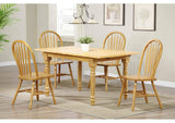 PK-TLB3660-820-LO5P Sunset Trading Selections 5 PC 48"-60" Rectangular Extendable Dining Set | Windsor Arrowback Chairs | Expandable Self-Storing Butterfly Leaf Table | Light Oak Wood | Seats 4, 6