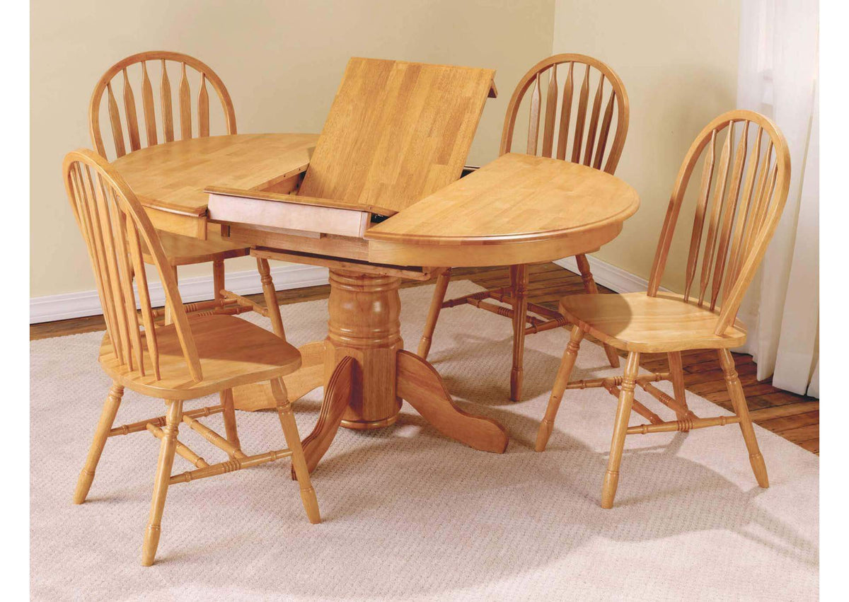 DLU-TBX4266-LO Sunset Trading Pedestal Butterfly Leaf Dining Table | Light Oak