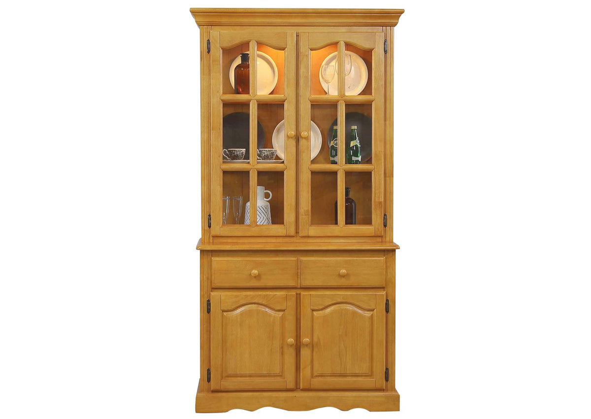 DLU-19-BH-LO Sunset Trading Keepsake Buffet and Lighted Hutch | Light Oak