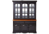 DLU-22-BH-BCH Sunset Trading Treasure Buffet and Lighted Hutch | Antique Black and Cherry