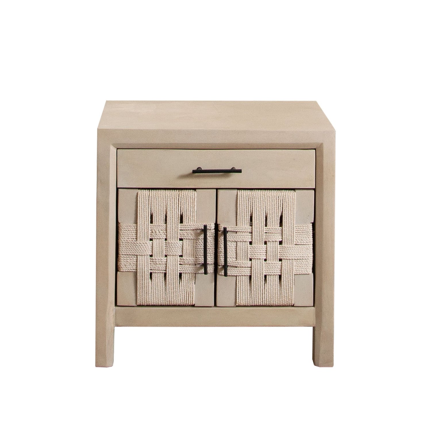 Palm Solid Mango Wood 2-Door, 1-Drawer End Table