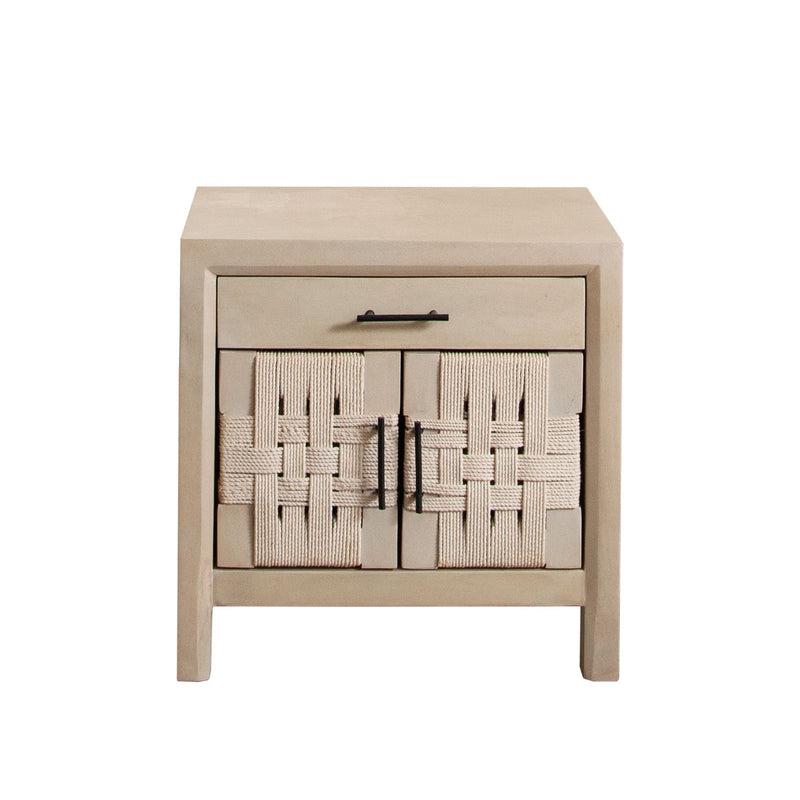 Palm Solid Mango Wood 2-Door, 1-Drawer End Table