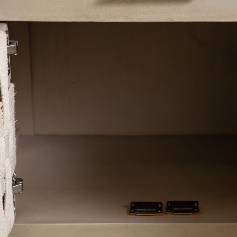 Palm Solid Mango Wood 2-Door, 1-Drawer End Table