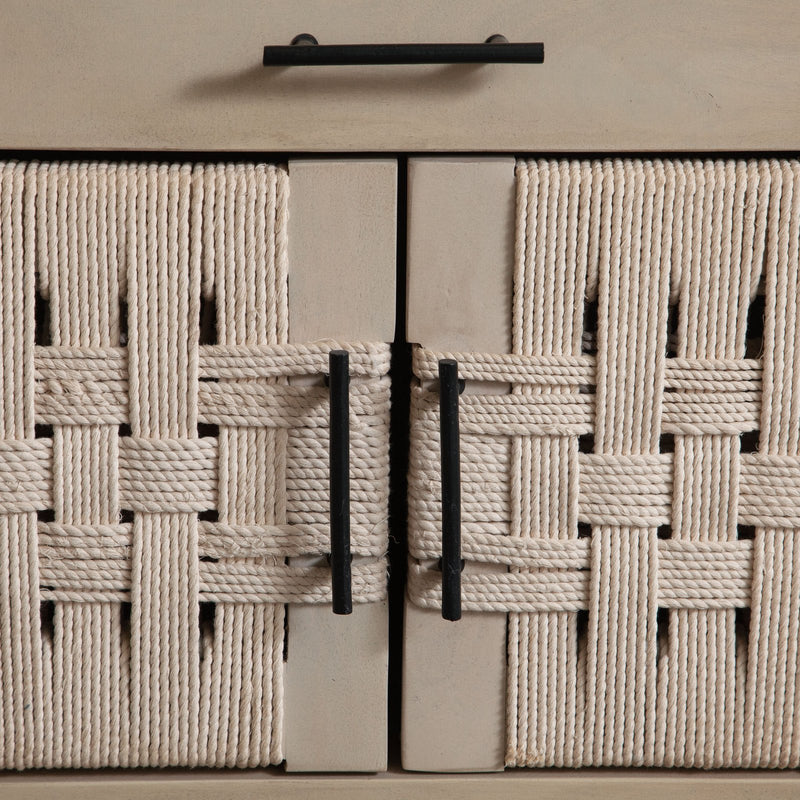 Palm Solid Mango Wood 2-Door, 1-Drawer End Table