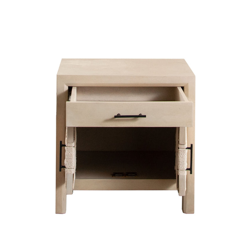 Palm Solid Mango Wood 2-Door, 1-Drawer End Table