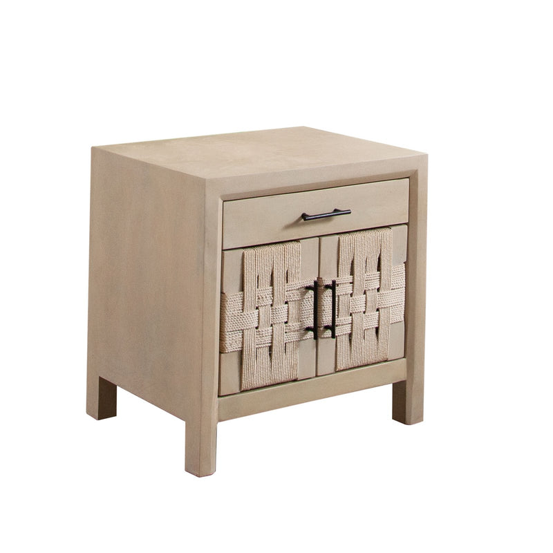 Palm Solid Mango Wood 2-Door, 1-Drawer End Table