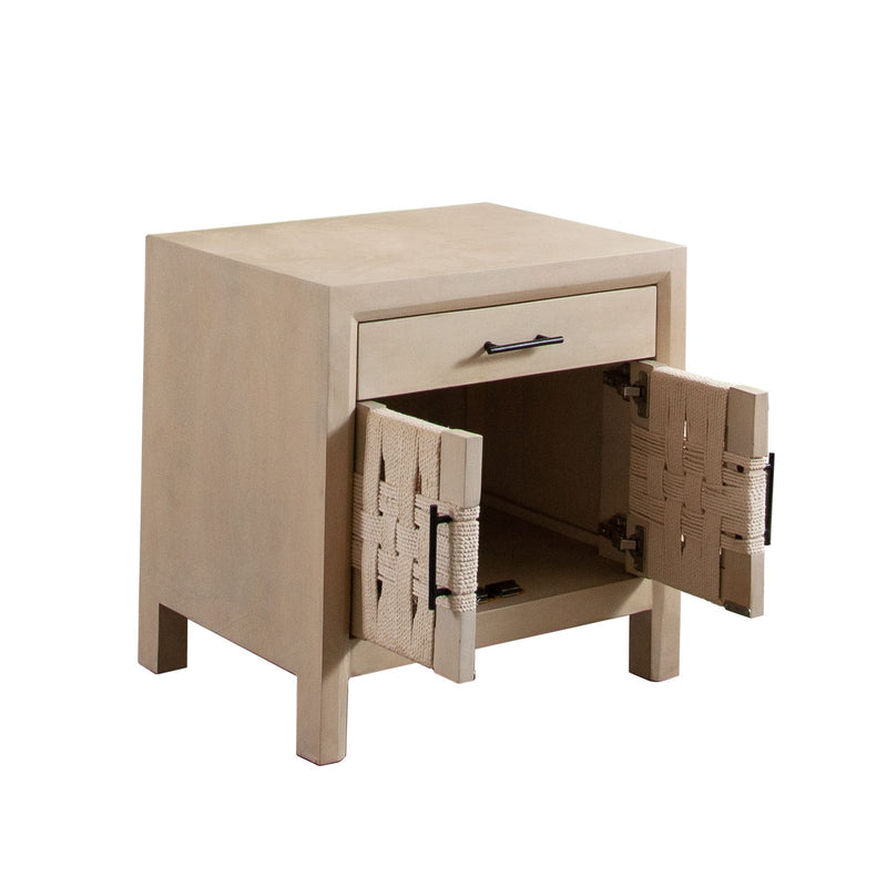 Palm Solid Mango Wood 2-Door, 1-Drawer End Table