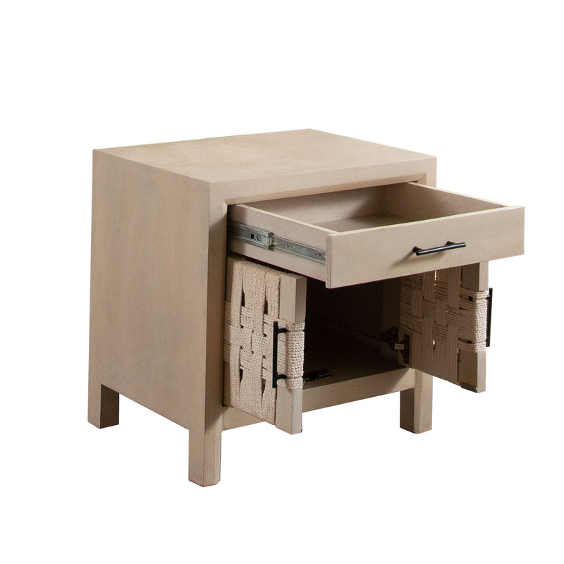 Palm Solid Mango Wood 2-Door, 1-Drawer End Table