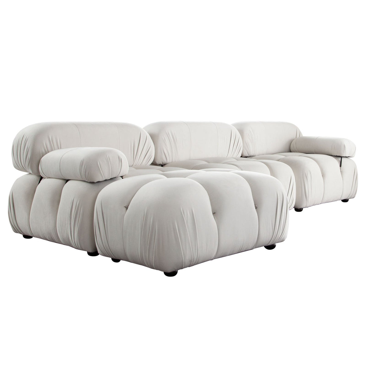 Paloma 4PC Modular 111 Inch Reversible Chaise Sectional in Light Cream Velvet