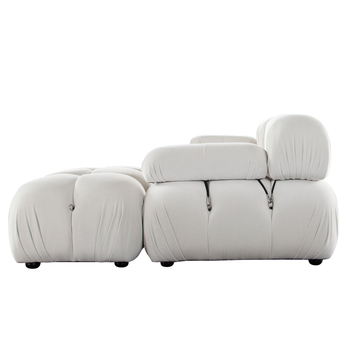 Paloma 4PC Modular 111 Inch Reversible Chaise Sectional in Light Cream Velvet