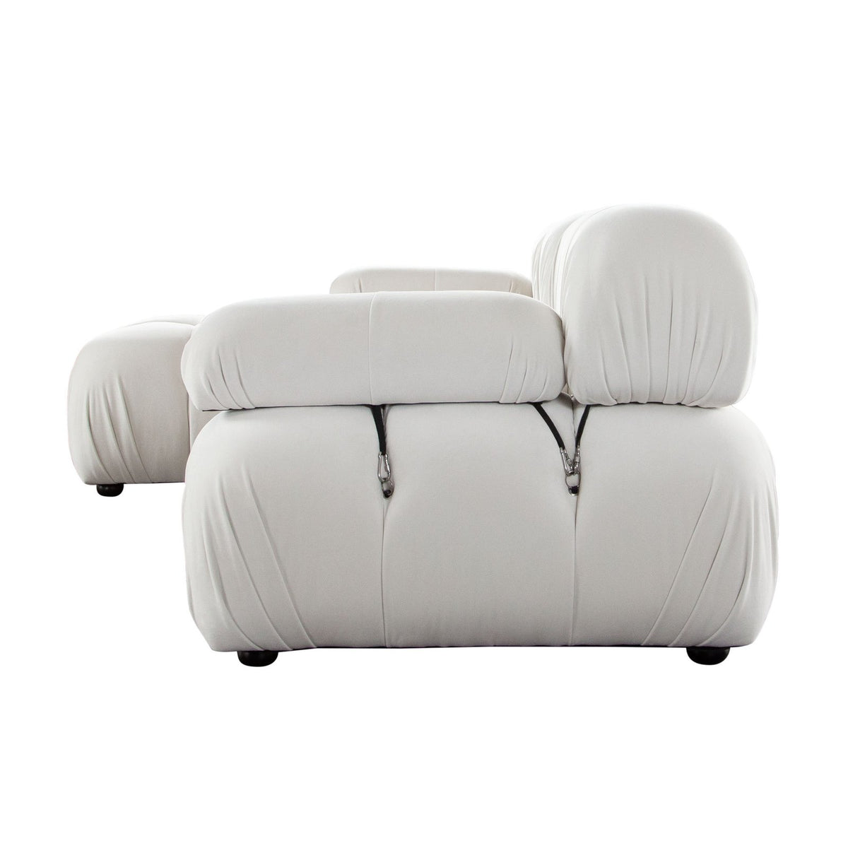 Paloma 4PC Modular 111 Inch Reversible Chaise Sectional in Light Cream Velvet