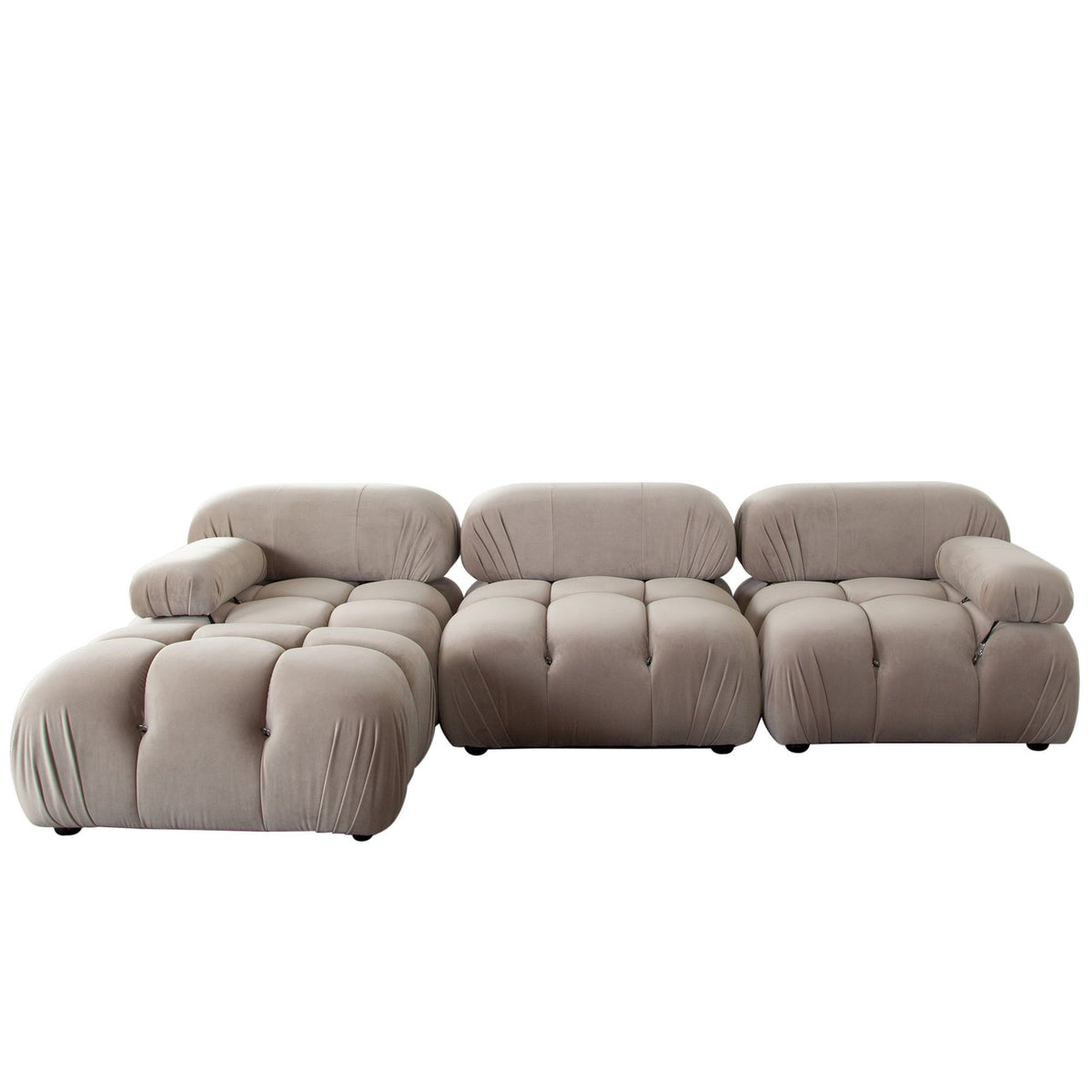 Paloma 4pc Modular 111 Inch Reversible Chaise Sectional In Mink Tan Velvet
