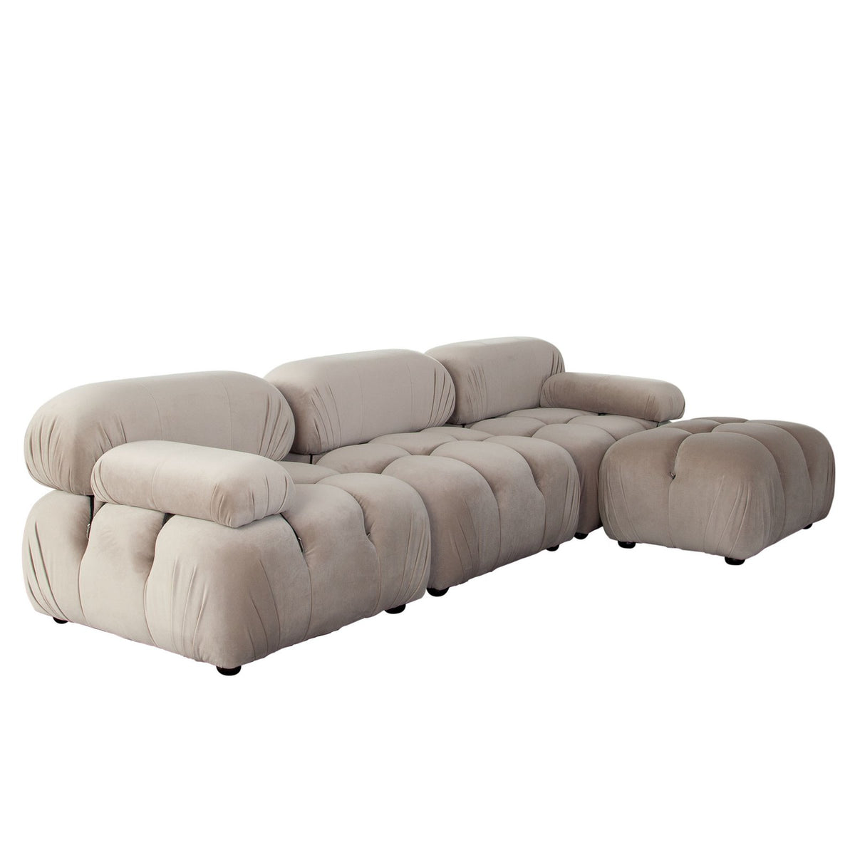 Paloma 4PC Modular 111 Inch Reversible Chaise Sectional in Mink Tan Velvet