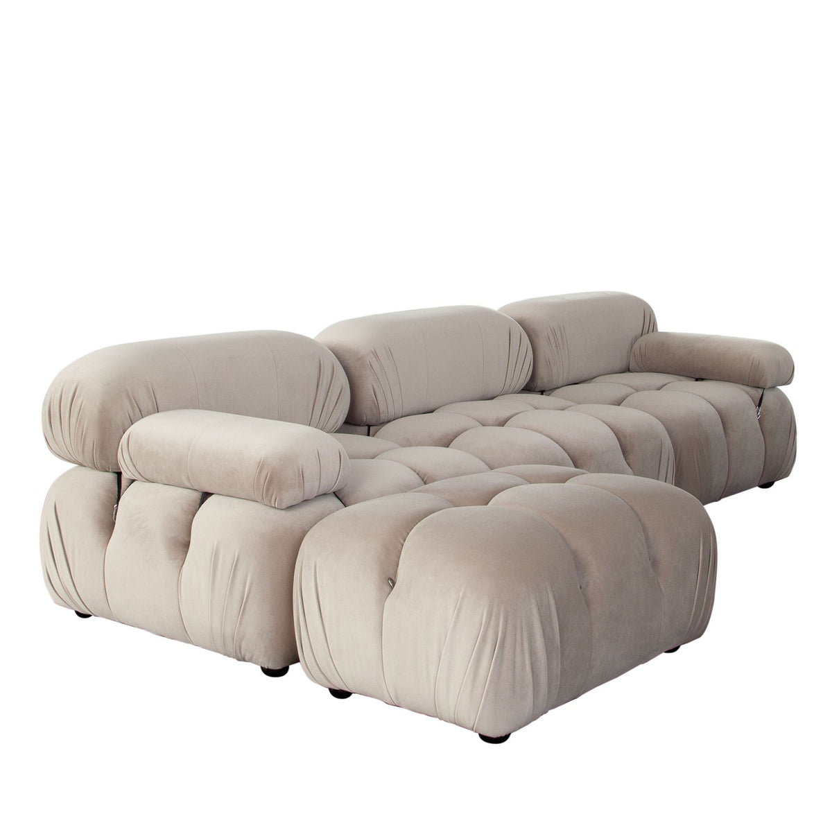 Paloma 4PC Modular 111 Inch Reversible Chaise Sectional in Mink Tan Velvet