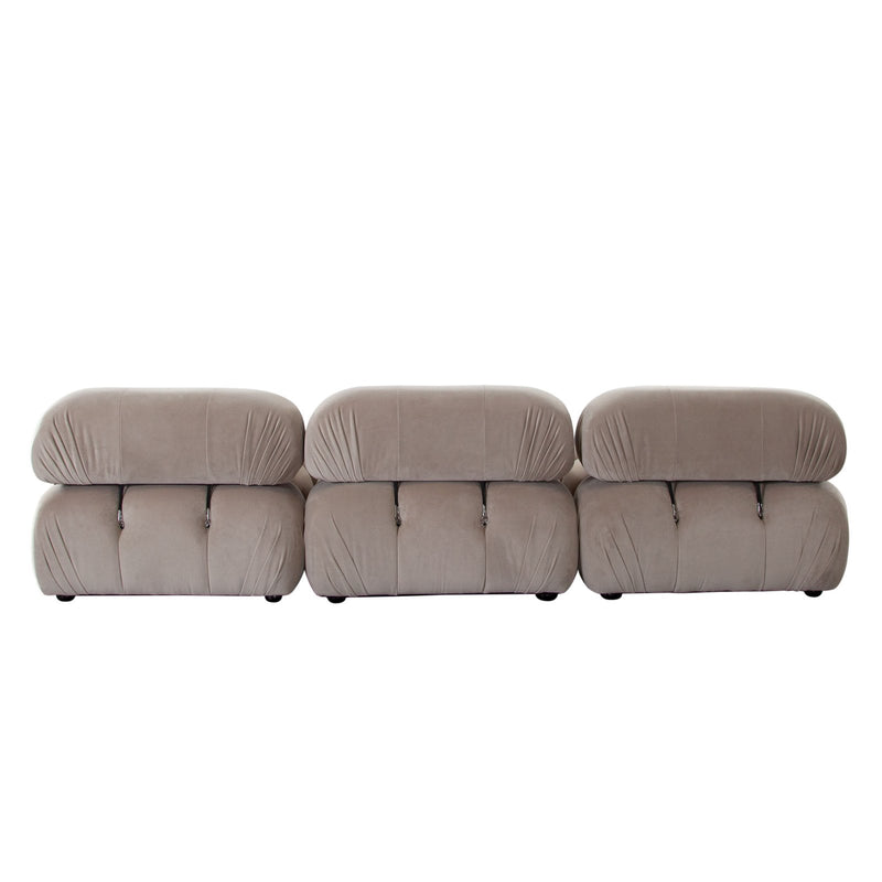 Paloma 4PC Modular 111 Inch Reversible Chaise Sectional in Mink Tan Velvet