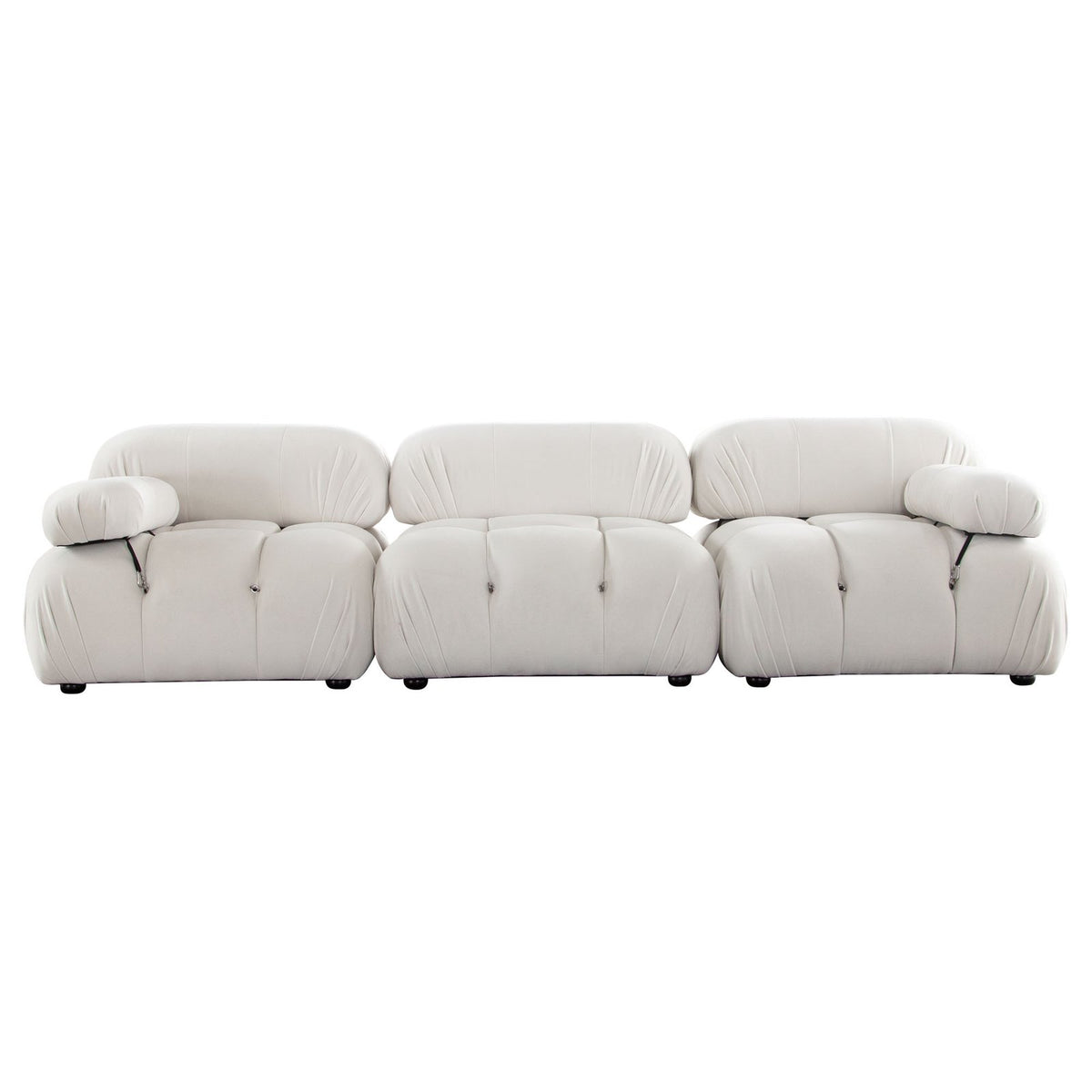 Paloma 3PC Modular 111 Inch Sofa in Light Cream Velvet