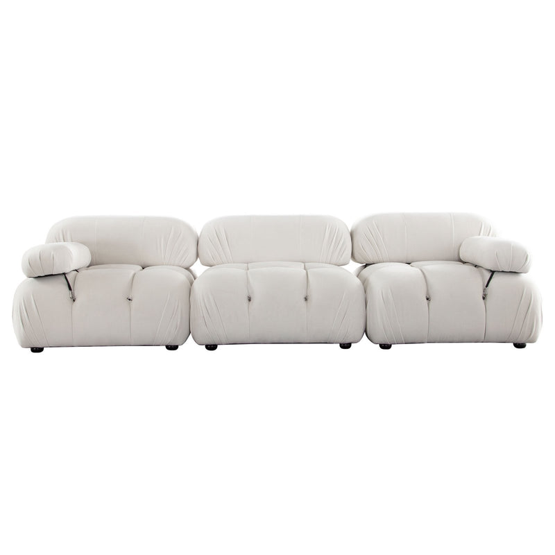 Paloma 3PC Modular 111 Inch Sofa in Light Cream Velvet