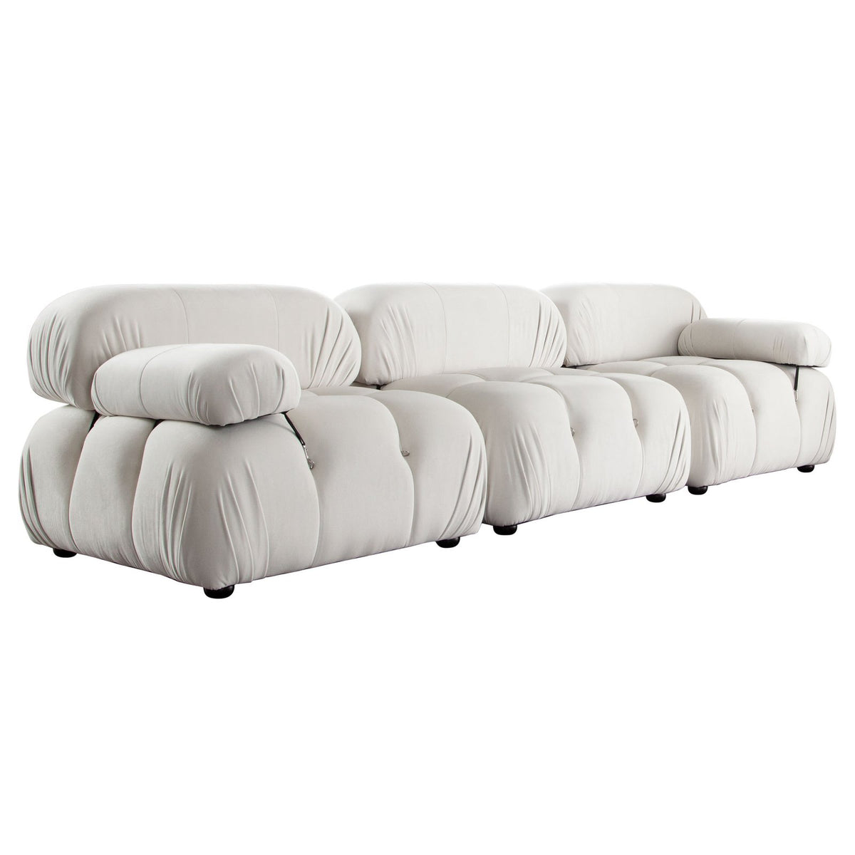 Paloma 3PC Modular 111 Inch Sofa in Light Cream Velvet