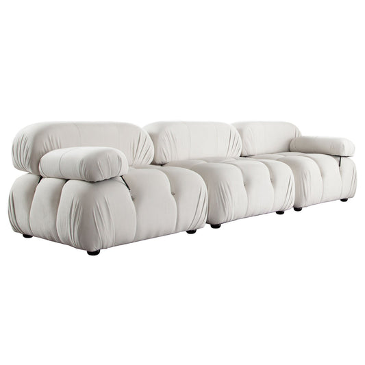 Paloma 3PC Modular 111 Inch Sofa in Light Cream Velvet