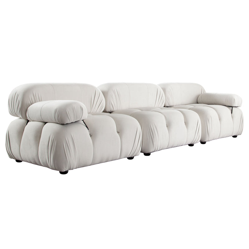 Paloma 3PC Modular 111 Inch Sofa in Light Cream Velvet