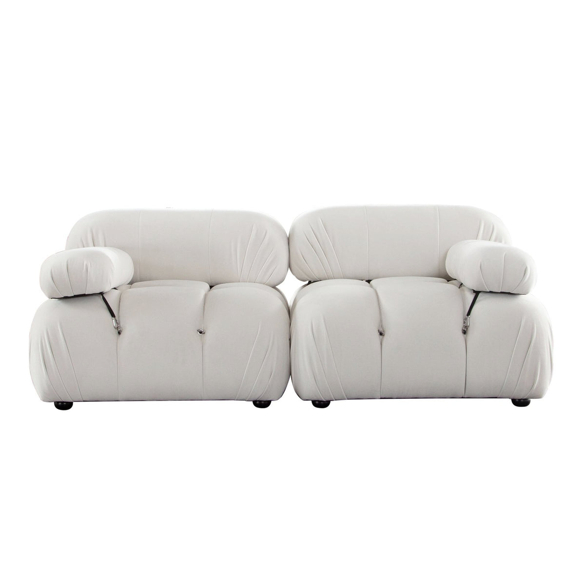 Paloma 2PC Modular 74 Inch Sofa in Light Cream Velvet