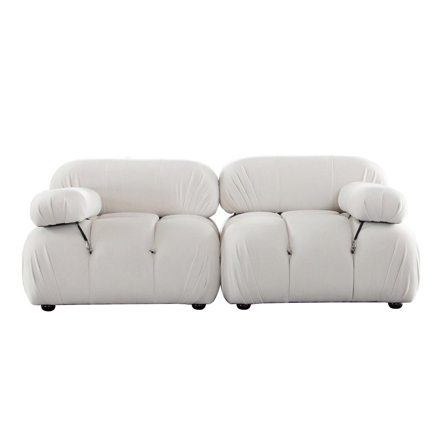 Paloma 2PC Modular 74 Inch Sofa in Light Cream Velvet