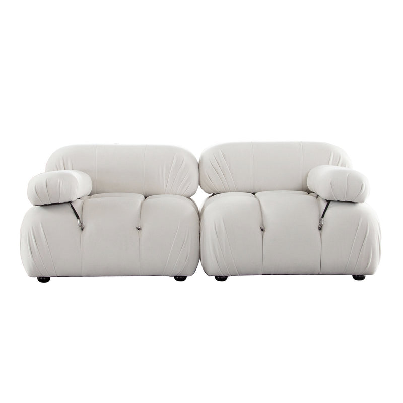 Paloma 2PC Modular 74 Inch Sofa in Light Cream Velvet