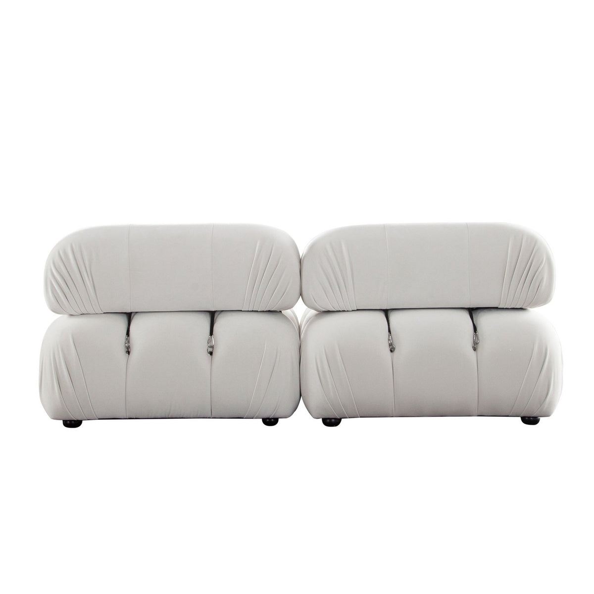 Paloma 2PC Modular 74 Inch Sofa in Light Cream Velvet