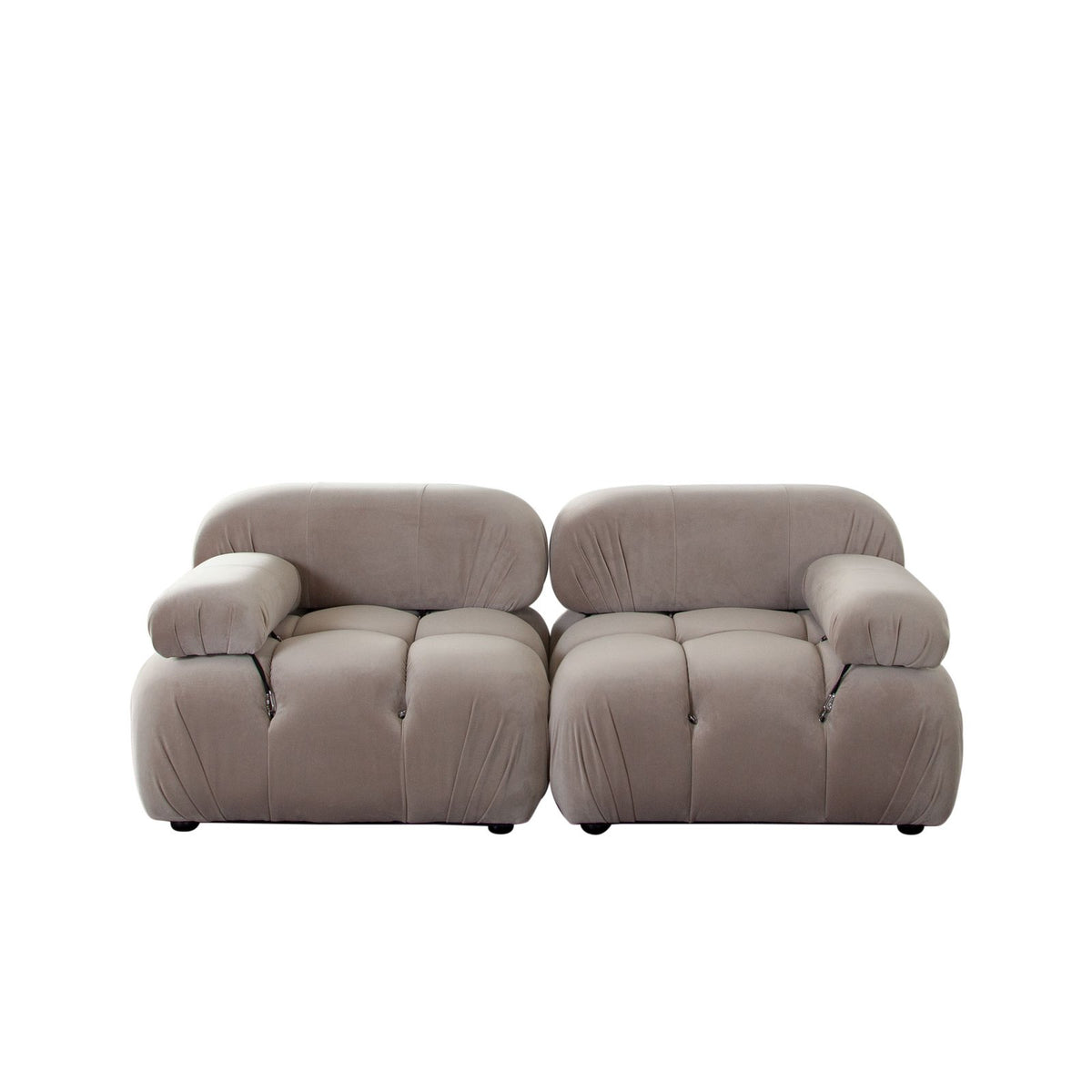 Paloma 2pc Modular 74 Inch Sofa In Mink Tan Velvet