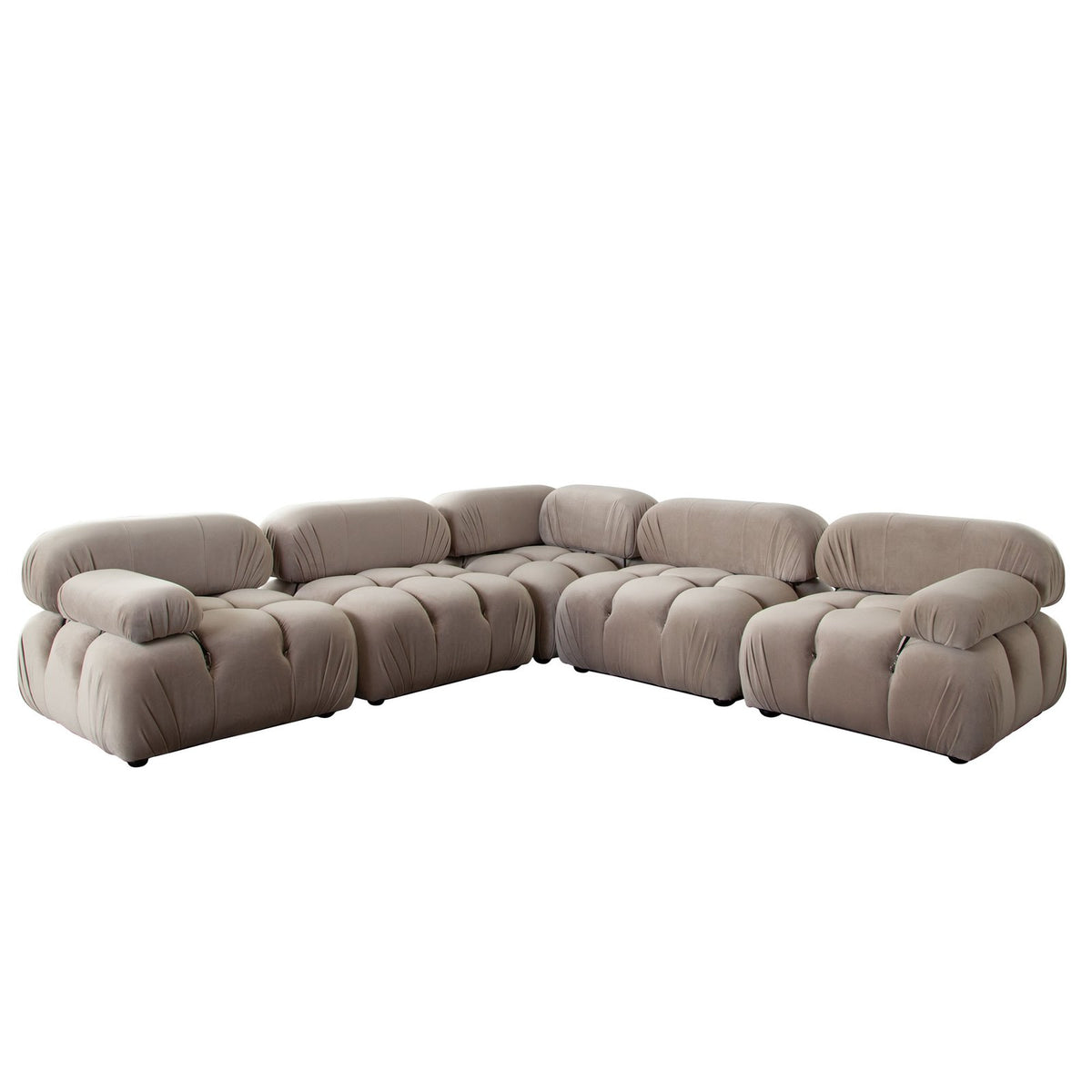 Paloma 5PC Modular 111 Inch Corner Sectional in Mink Tan Velvet