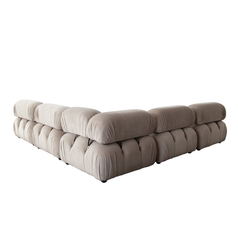 Paloma 5PC Modular 111 Inch Corner Sectional in Mink Tan Velvet