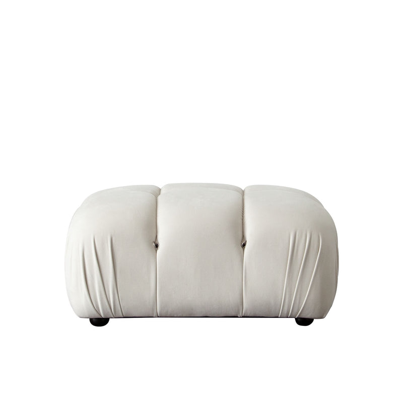 Paloma Rectangle Ottoman in Light Cream Velvet