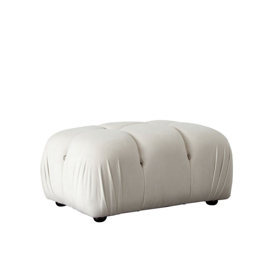 Paloma Rectangle Ottoman in Light Cream Velvet