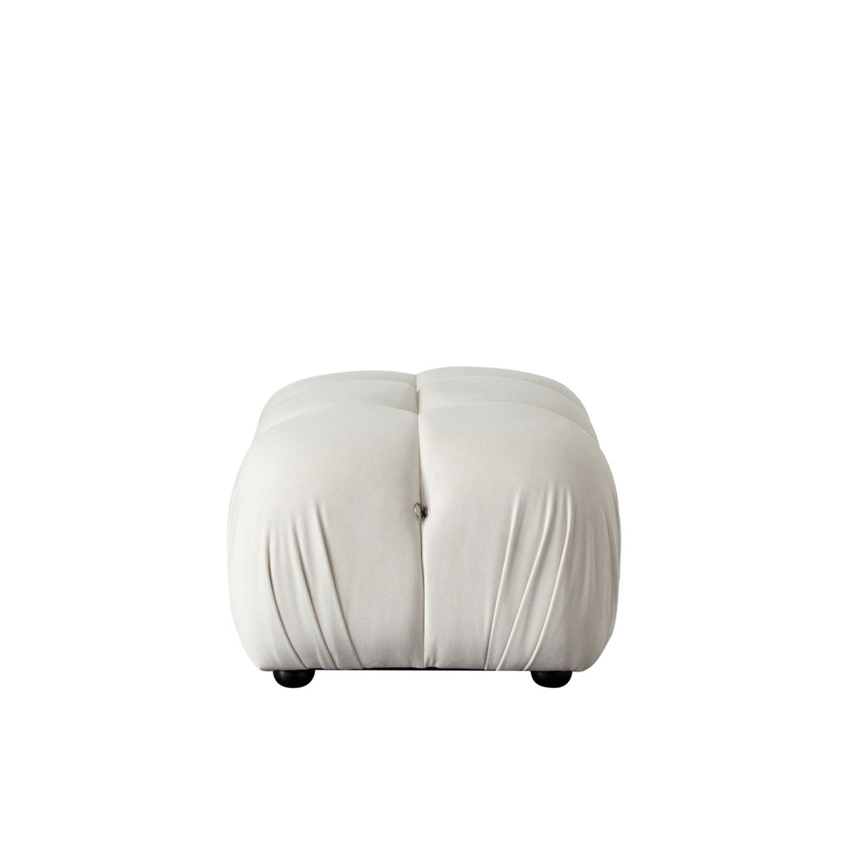 Paloma Rectangle Ottoman in Light Cream Velvet