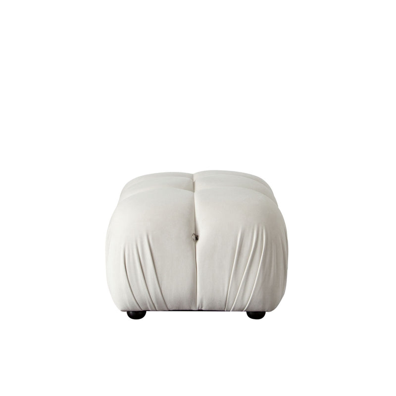 Paloma Rectangle Ottoman in Light Cream Velvet