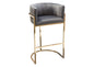 Pandora Bar Height Chair in Grey Velvet with Polished Gold Frame by Diamond Sofa